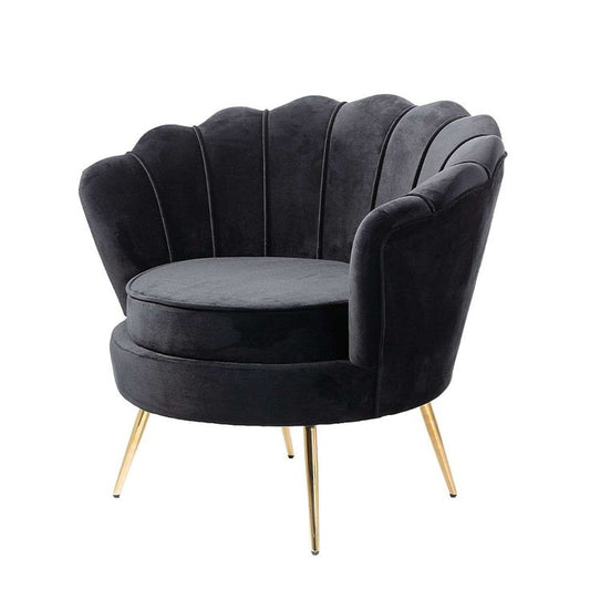 Luxury Flower Shell Velvet Accent Chair – Modern Petal Back Statement Chair