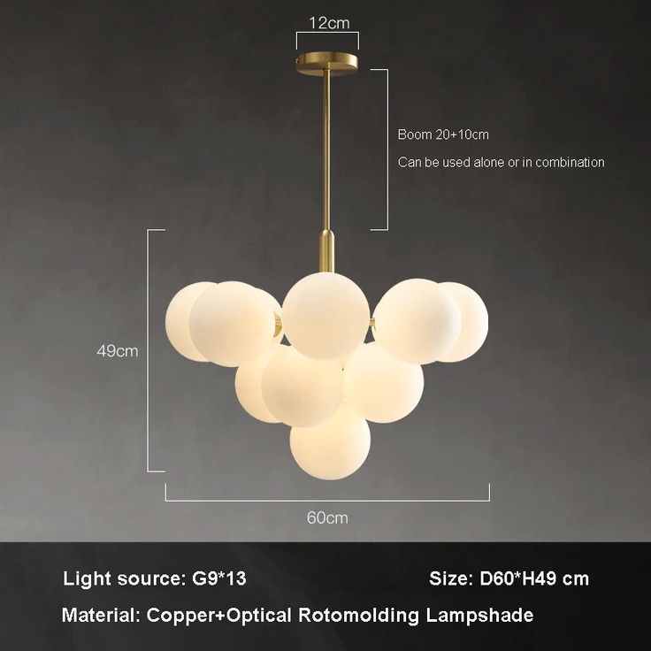 Milky Glass Cluster Bubble Chandelier – 13-Head Luxury Modern Pendant