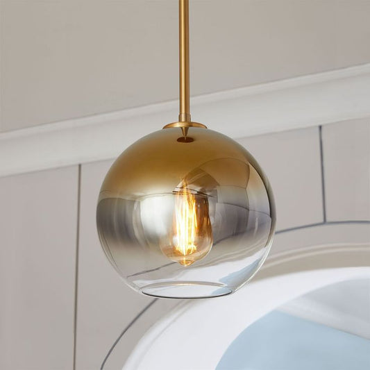 Modern Gold Glass Pendant Light fixture.