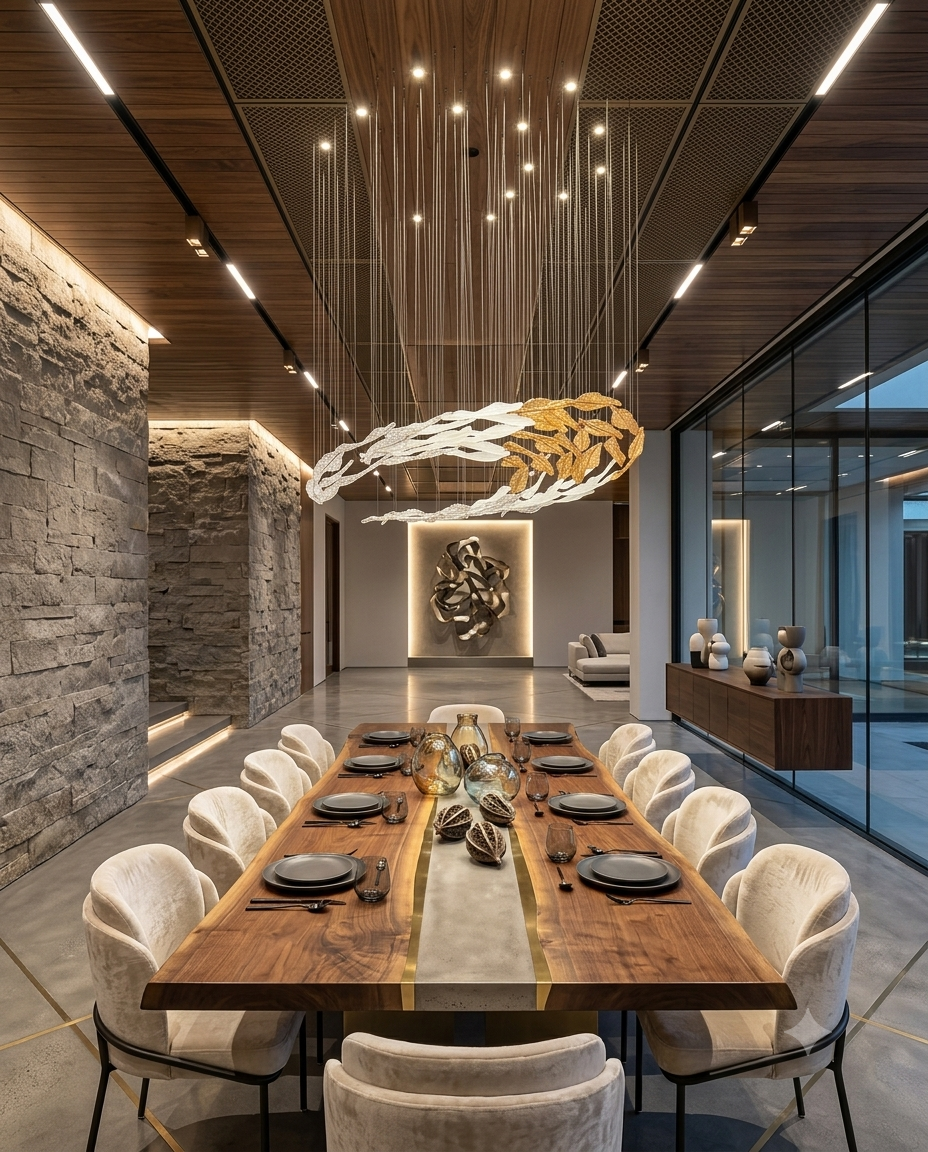 Custom 2-Meter Glass Leaf Chandelier | Modern C-Shape Tapered Luxury Lighting for Grand Halls