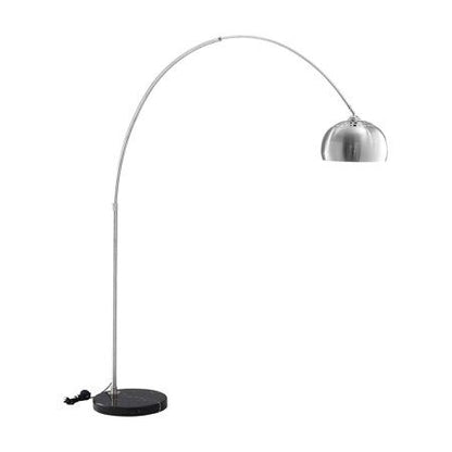Curved Stainless Steel Floor Lamp with Black Marble Base – Adjustable Arc Standing Light