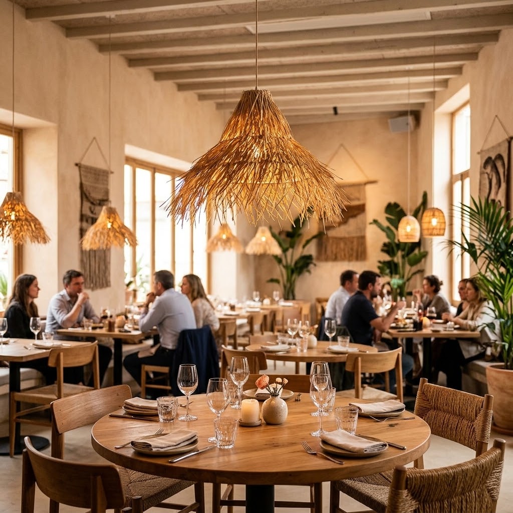 Boho Natural Straw Rattan Pendant Light - Woven Grass Conical Hanging Chandelier