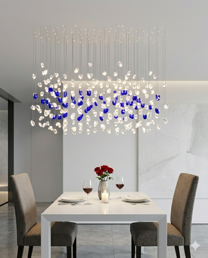 Custom 1M Blue and White Stone Chandelier – Modern Luxury Ceiling Pendant Light