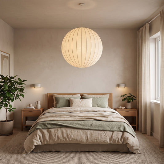 50cm Japandi Paper Globe Pendant Light – Modern Round Chandelier for Home & Commercial Spaces