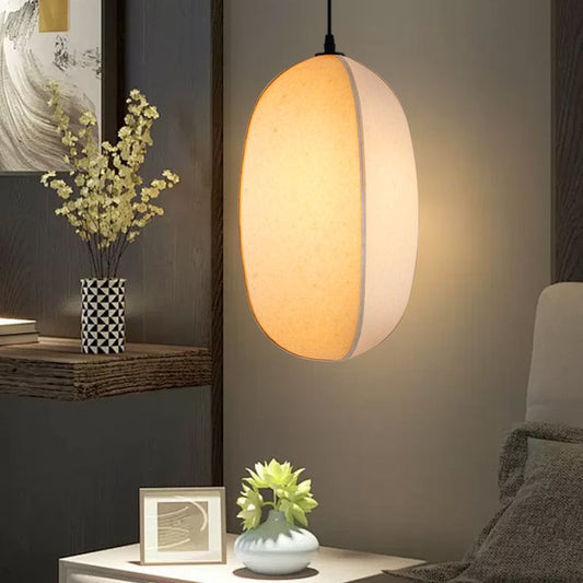Japanese Homestay White Fabric Chandelier – Minimalist Woven Pendant Light for Living Room & Bedroom