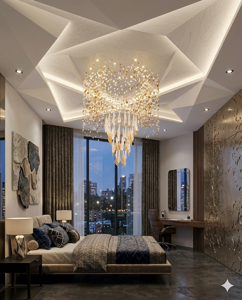 The Aurelia Waterfall Chandelier – 1.2m Drop Round Stone & Glass Pendant Light