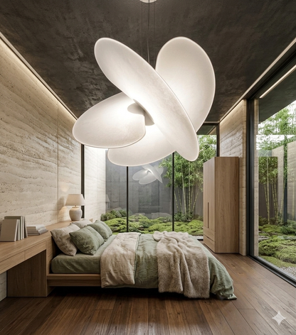 Modern Magnetic PET Fan Chandelier – Lightweight Statement Light With Silk Effect