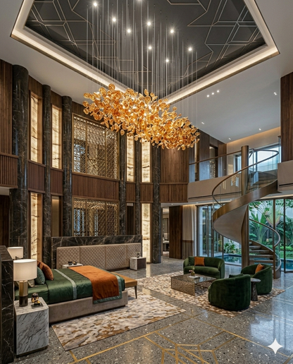Custom Orange Crystal Chandelier (2m x 80cm) | Luxury Flush Mount Light