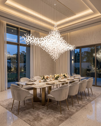 Custom Rhombus White Stone Pendant Light | Modern Dining Chandelier