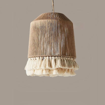 Vintage Hemp Rope Industrial Pendant Light – Handwoven Bamboo Bohemian Ceiling Lamp for Kitchen, Dining & Bedroom 60 C.M