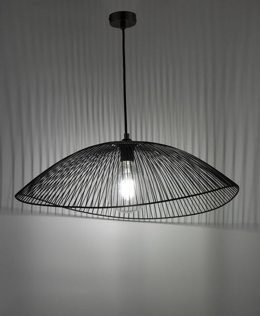 Contemporary Curved Metal Thread Pendant Ceiling Light – Modern Decorative Lamp for Living & Dining Rooms