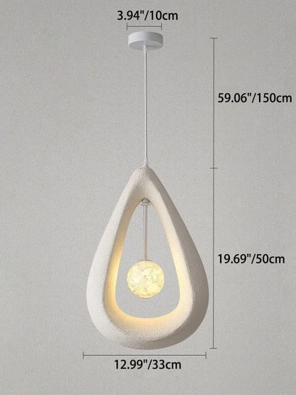 Textured White Teardrop Pendant Light – Modern Ceiling Hanging Lamp for Home Décor