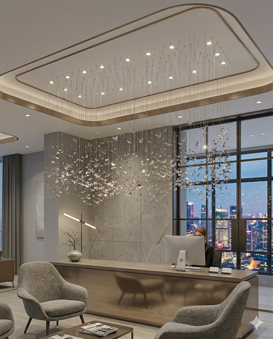 Custom Silver Crystal Butterfly Chandelier - Height Adjustable (1.5cm - 2m) | Modern Luxury Flying Butterfly Ceiling Light