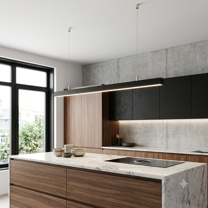 Modern LED Linear Suspension Light 120/240mm, Matte Black & White 3000K-6500K CCT Switchable