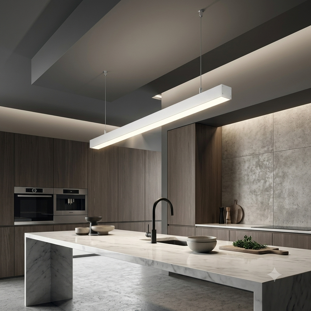 Modern LED Linear Suspension Light 120/240mm, Matte Black & White 3000K-6500K CCT Switchable