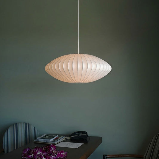 Mid-Century Modern Oval Pendant Lamp – Soft Cocoon Glow