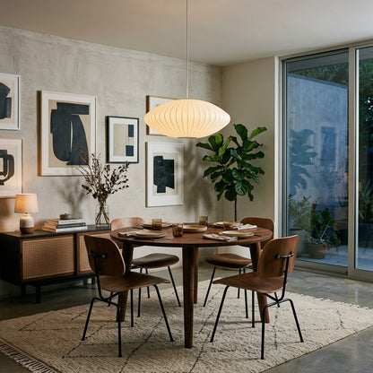 Mid-Century Modern Oval Pendant Lamp – Soft Cocoon Glow