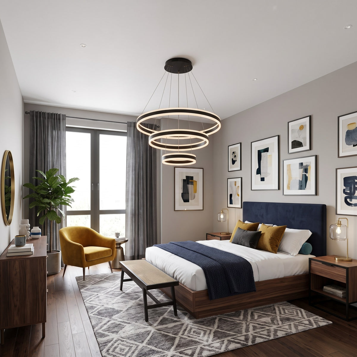 3-Ring Modern LED Pendant Chandelier