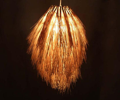 Wicker Pendant Lamp - Oriental Style Rattan Ceiling Light 60 C.M