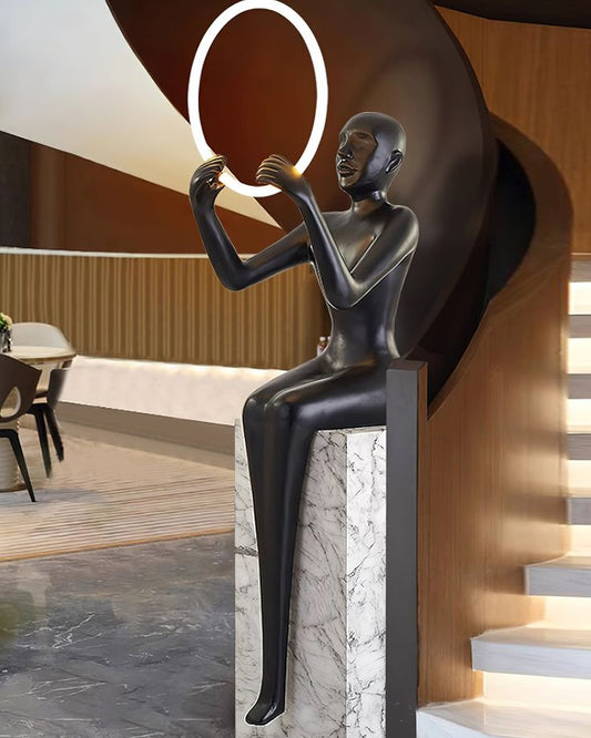 Lovera Marble Base LED Floor Lamp – Black Resin Shade Standing Light for Living Room, Home Decor & Luxury Interiors