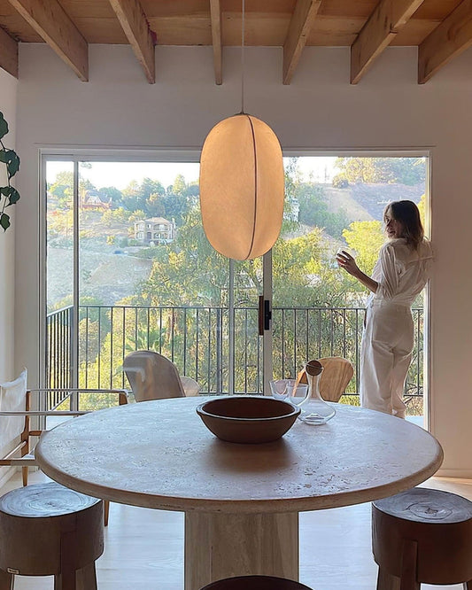 Japanese Homestay White Fabric Chandelier – Minimalist Woven Pendant Light for Living Room & Bedroom