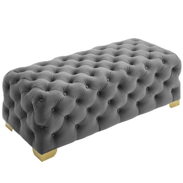 Luxury Tufted Velvet Ottoman Bench – Modern Upholstered Footrest Stool
