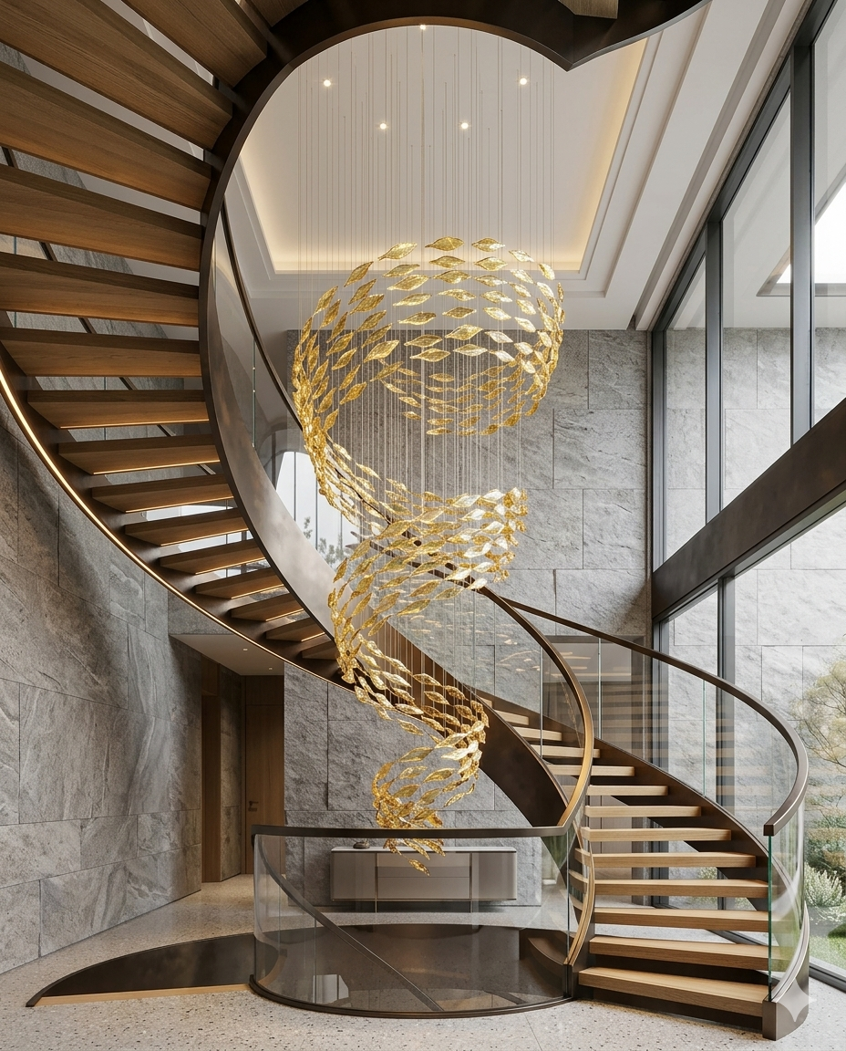 Cascade 5M: Custom Double-Height Orange Glass Feature Light