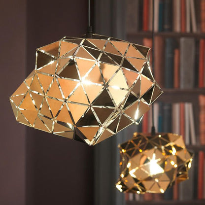 Postmodern Geometric Chrome Pendant Light – Stainless Steel Phantom Chandelier for Dining Room, Living Room, or Bar Counter – 40cm