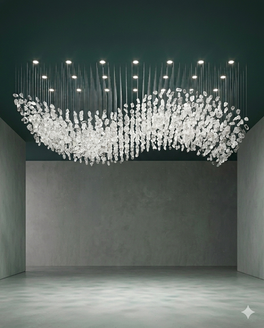 Wavy Crystal Stone Chandelier – Custom Modern Hanging Ceiling Light