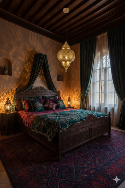Moroccan Onion Chandelier | Gold Brass Engraved Light Fixture