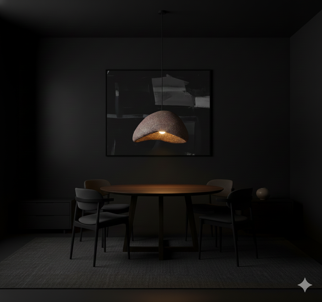 Wabi Sabi Organic Pebble Stone Pendant Light | Minimalist Textured LED Chandelier reddish-brown