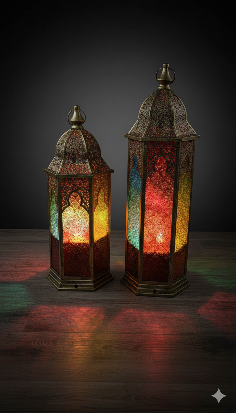 Handcrafted Moroccan Mosaic Lantern 2 Set