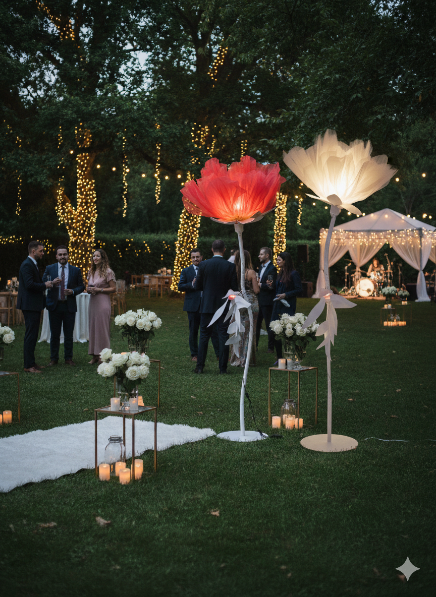 BloomMaster Folding Silk Peony Stand – Giant 3D Collapsible Floral Floor Lamp with Steel Frame