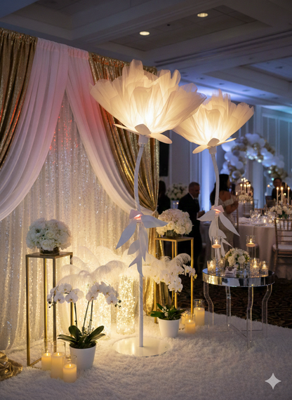 BloomMaster Folding Silk Peony Stand – Giant 3D Collapsible Floral Floor Lamp with Steel Frame