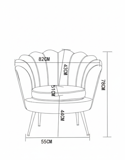 Luxury Flower Shell Velvet Accent Chair – Modern Petal Back Statement Chair