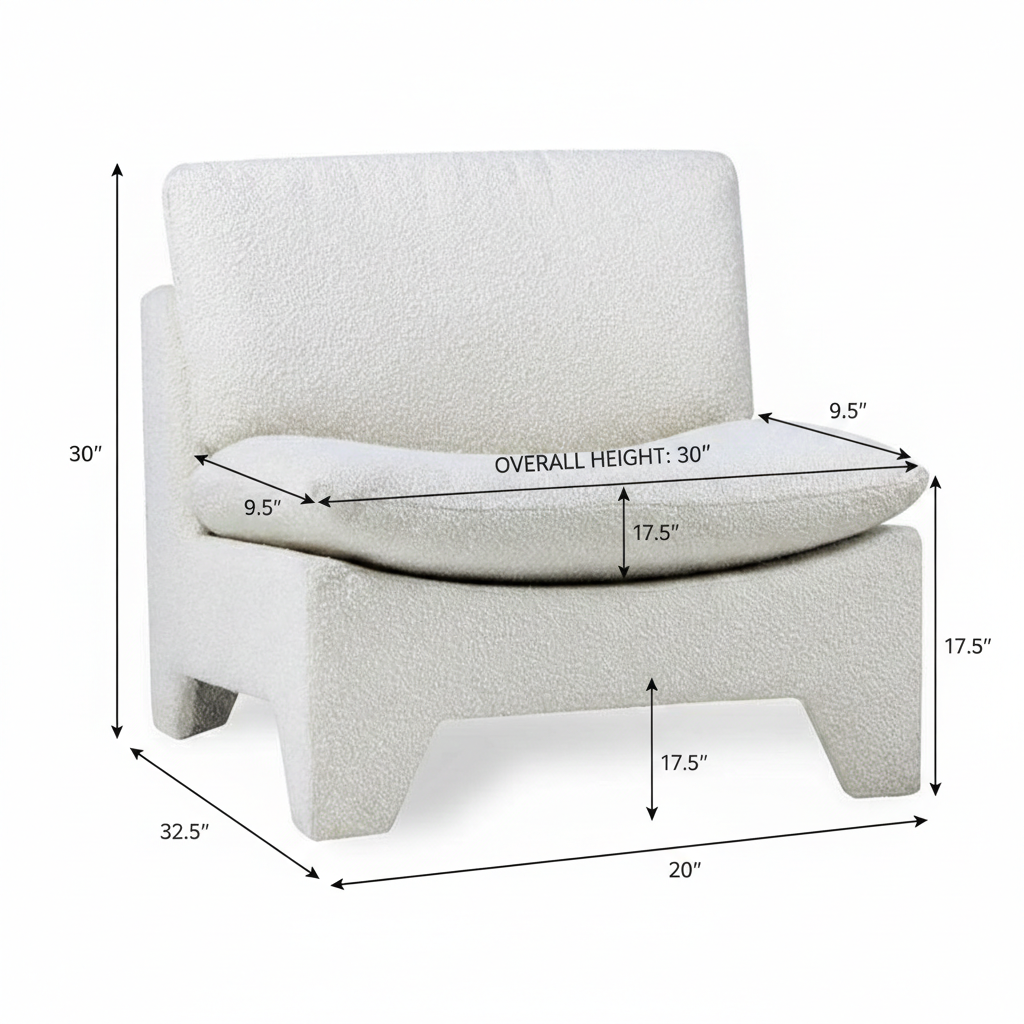 Modern Bouclé Accent Lounge Chair – Minimalist Armless Single Seater Sofa
