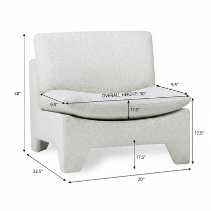 Modern Bouclé Accent Lounge Chair – Minimalist Armless Single Seater Sofa