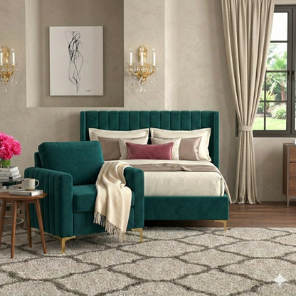 Modern Velvet Tufted Club Chair – Glam Accent Armchair with Gold Metal Legs