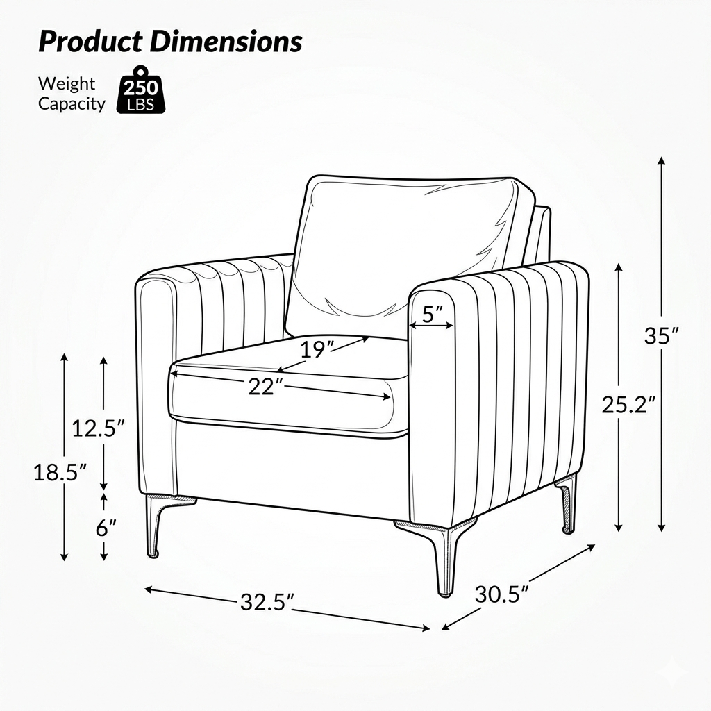 Modern Velvet Tufted Club Chair – Glam Accent Armchair with Gold Metal Legs
