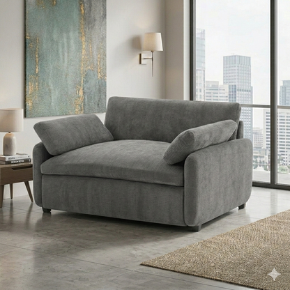 Modern Oversized Deep Seat Chenille Lounge Chair with Pillows – Comfortable Accent Sofa Chair