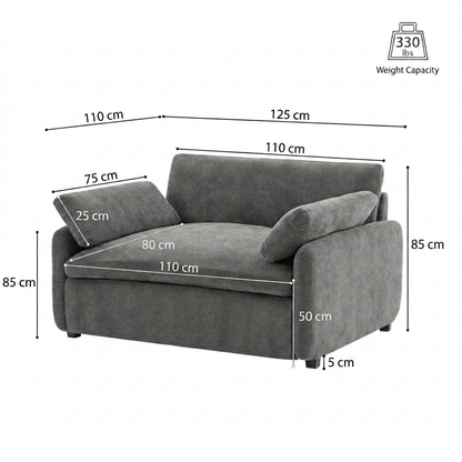 Modern Oversized Deep Seat Chenille Lounge Chair with Pillows – Comfortable Accent Sofa Chair