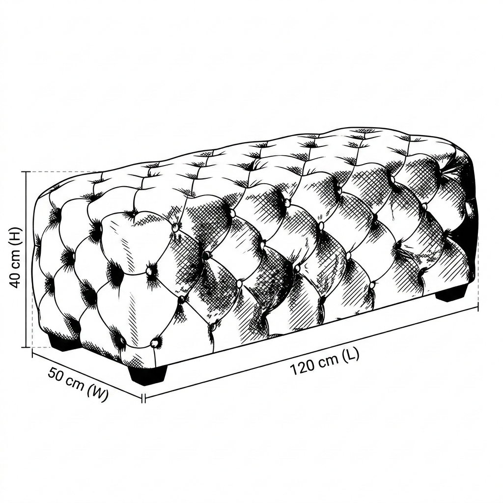 Luxury Tufted Velvet Ottoman Bench – Modern Upholstered Footrest Stool