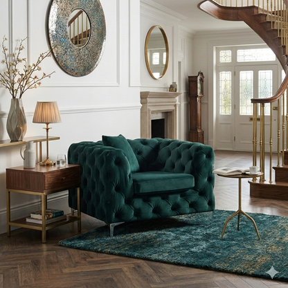 Modern Tufted Velvet Loveseat Sofa – Compact Luxury Accent Couch