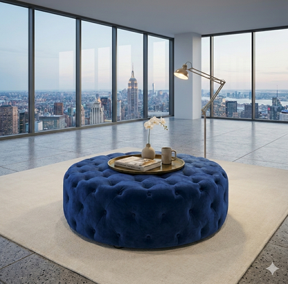 The Kensington Tufted Round Ottoman – Velvet Collection