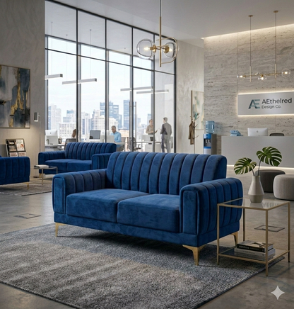 Modern Velvet Accent Sofa with Gold Legs – Luxury Bedroom & Living Room Seating