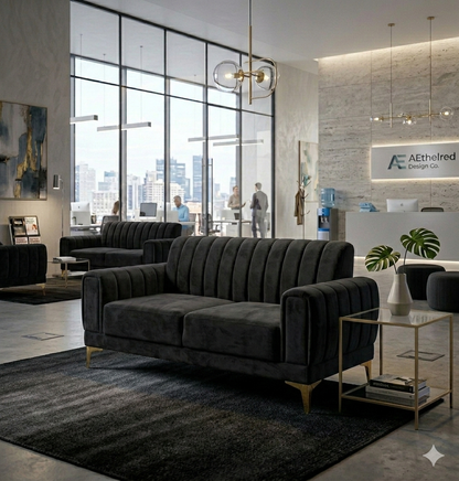 Modern Velvet Accent Sofa with Gold Legs – Luxury Bedroom & Living Room Seating