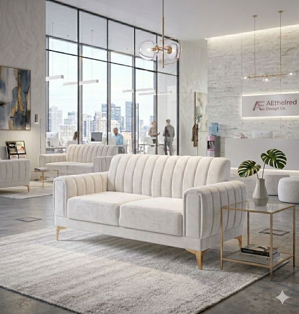 Modern Velvet Accent Sofa with Gold Legs – Luxury Bedroom & Living Room Seating