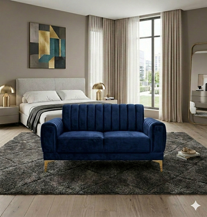 Modern Velvet Accent Sofa with Gold Legs – Luxury Bedroom & Living Room Seating