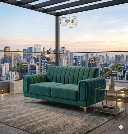 Modern Velvet Accent Sofa with Gold Legs – Luxury Bedroom & Living Room Seating