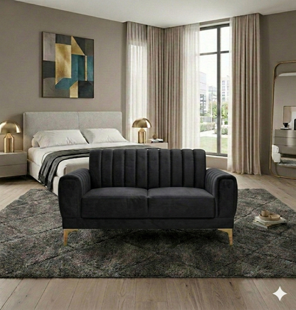 Modern Velvet Accent Sofa with Gold Legs – Luxury Bedroom & Living Room Seating